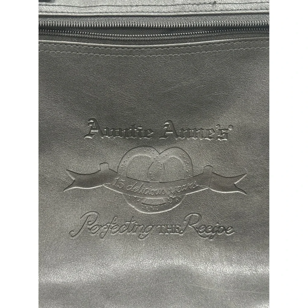 Auntie‎ Anne's 15th Anniversary Black Faux Leather Briefcase Messenger Vintage